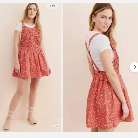 Free People Petunia Floral Smocked Backless Mini Dress Cotton XS - Picture 2 of 4